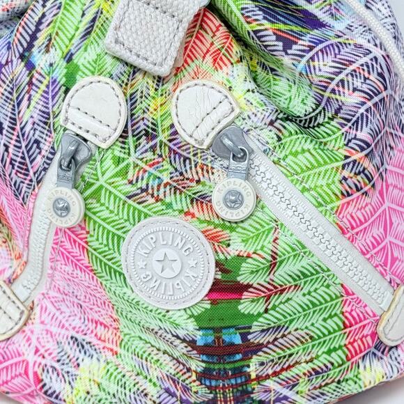 Kipling Pink Purple Green Mini Backpack With Monkey Hanging Bag Tag - Picture 11 of 14